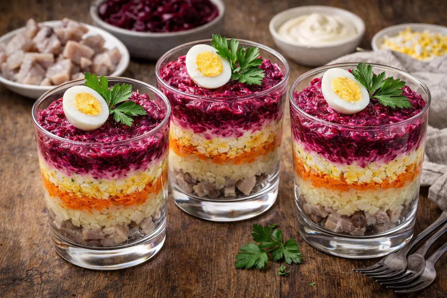 Селедка под шубой с яйцом