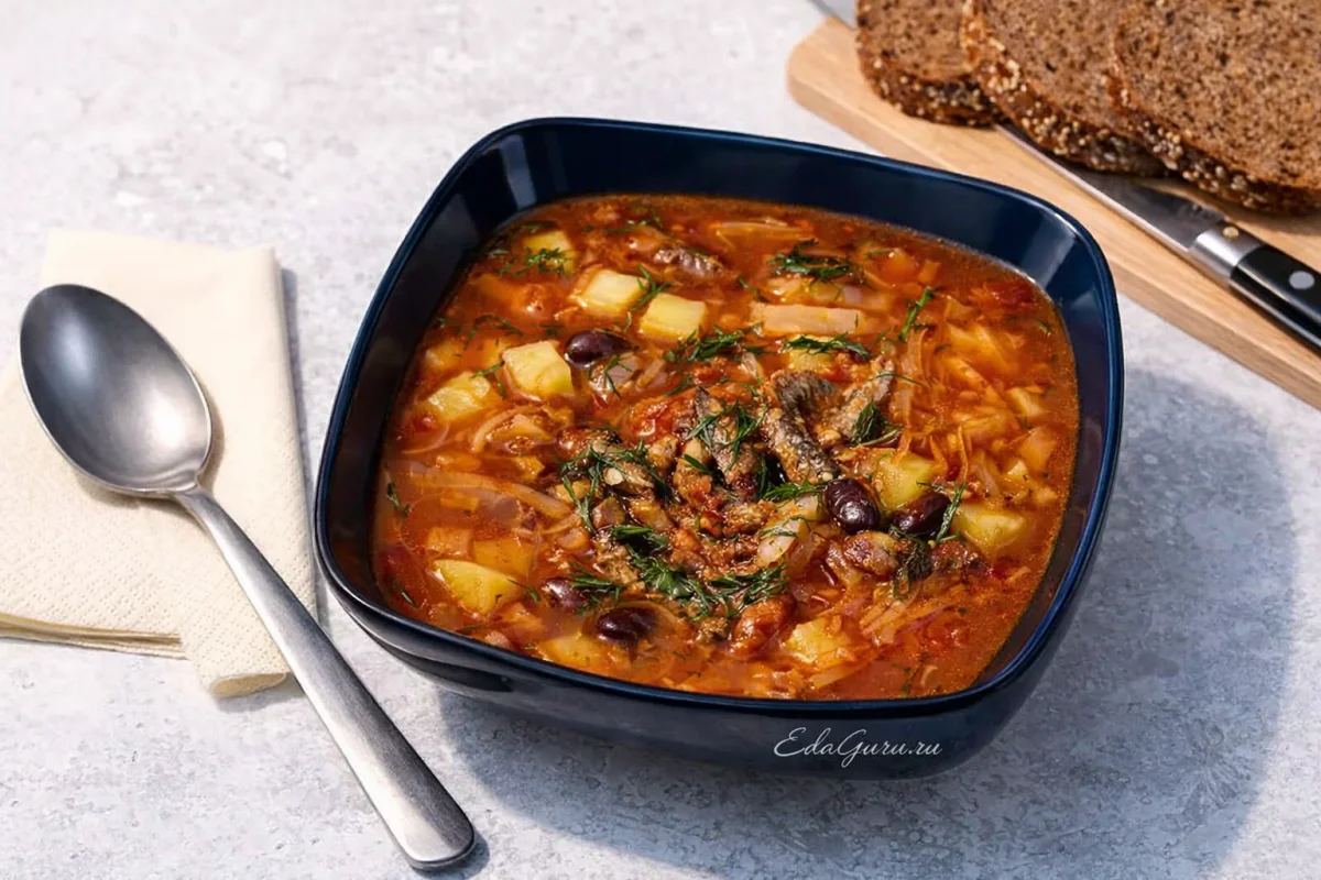 Борщ с килькой