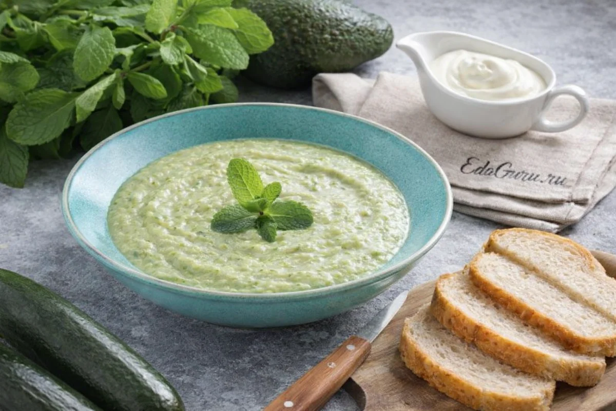 Холодный суп из цукини и авокадо