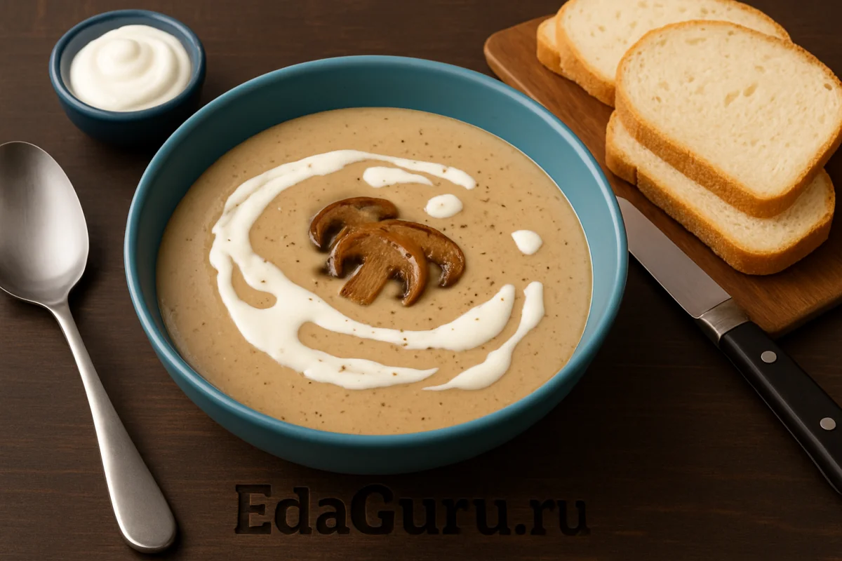 Крем-суп со сливками и сушенными грибами