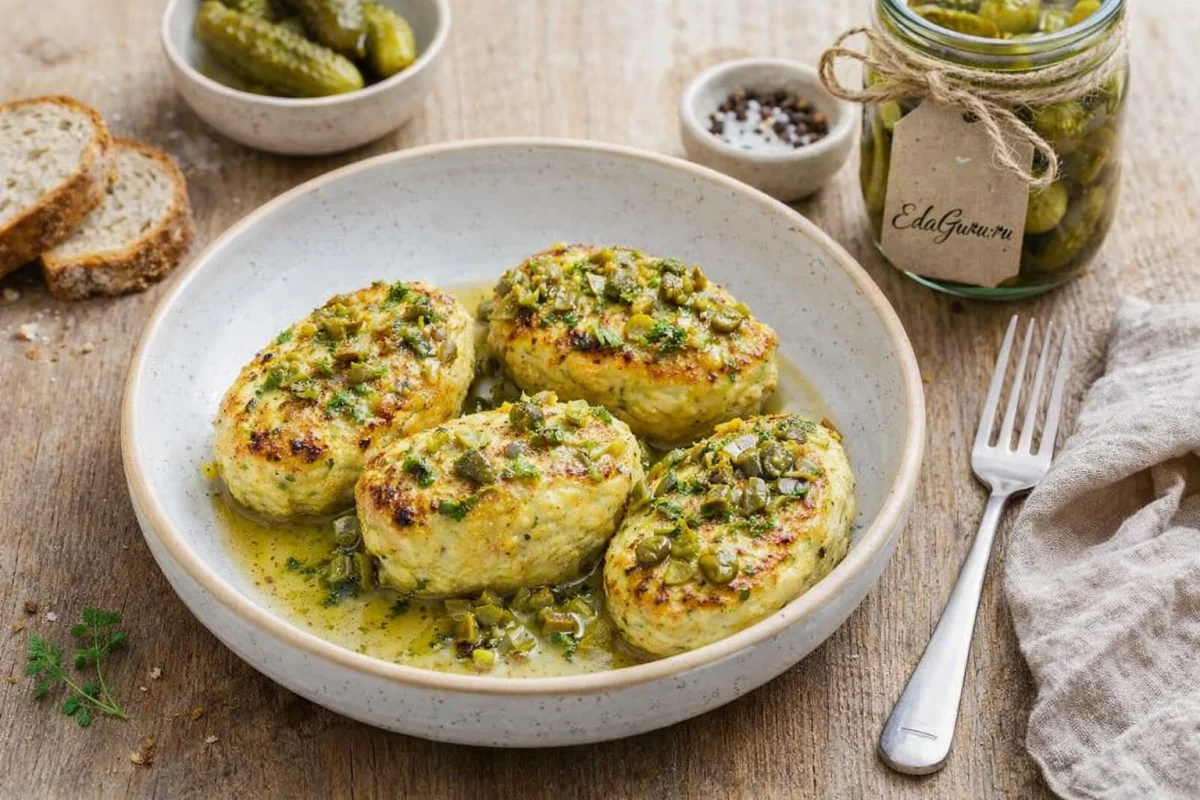 Куриные котлеты с солеными огурцами