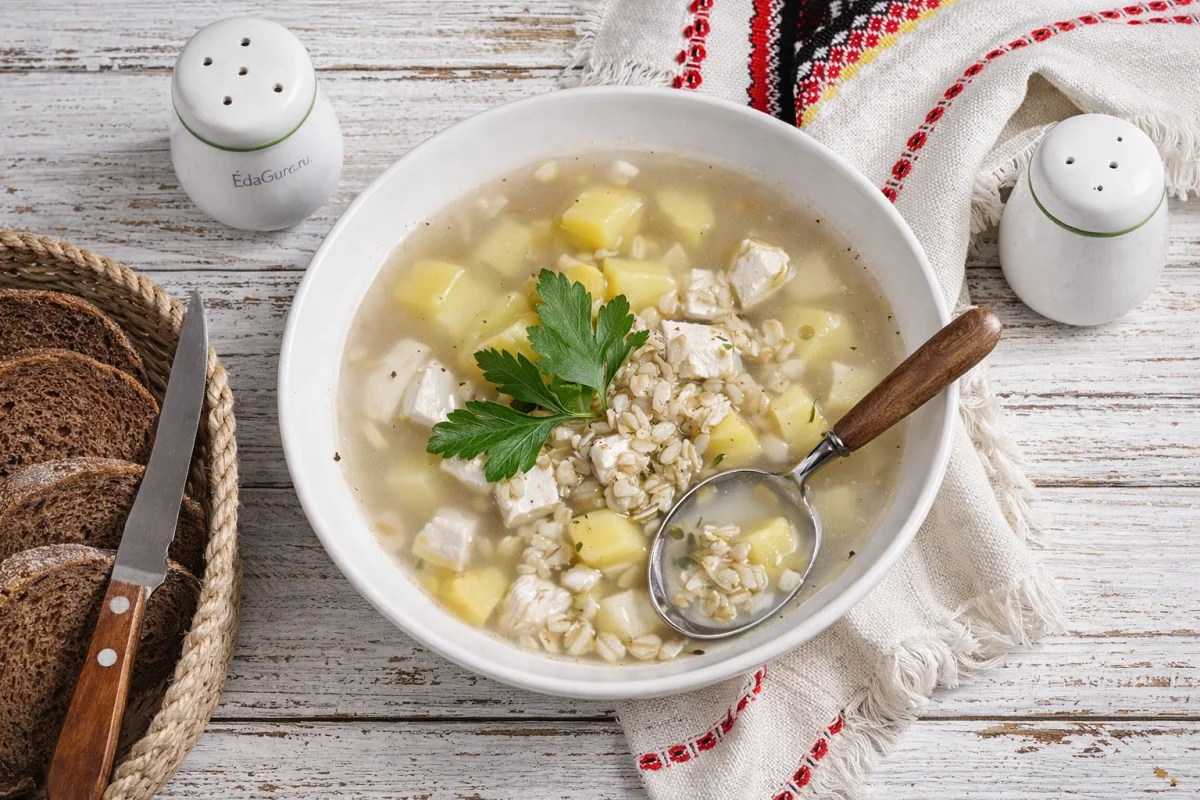 Куриный суп с овсяными хлопьями