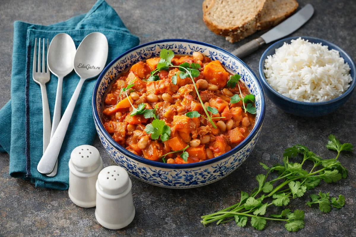 Рагу из батата с белой фасолью