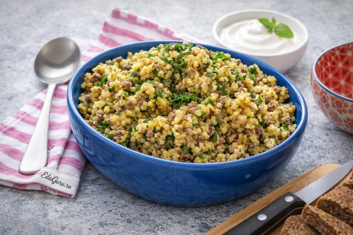 Пшенная каша с говяжим фаршем