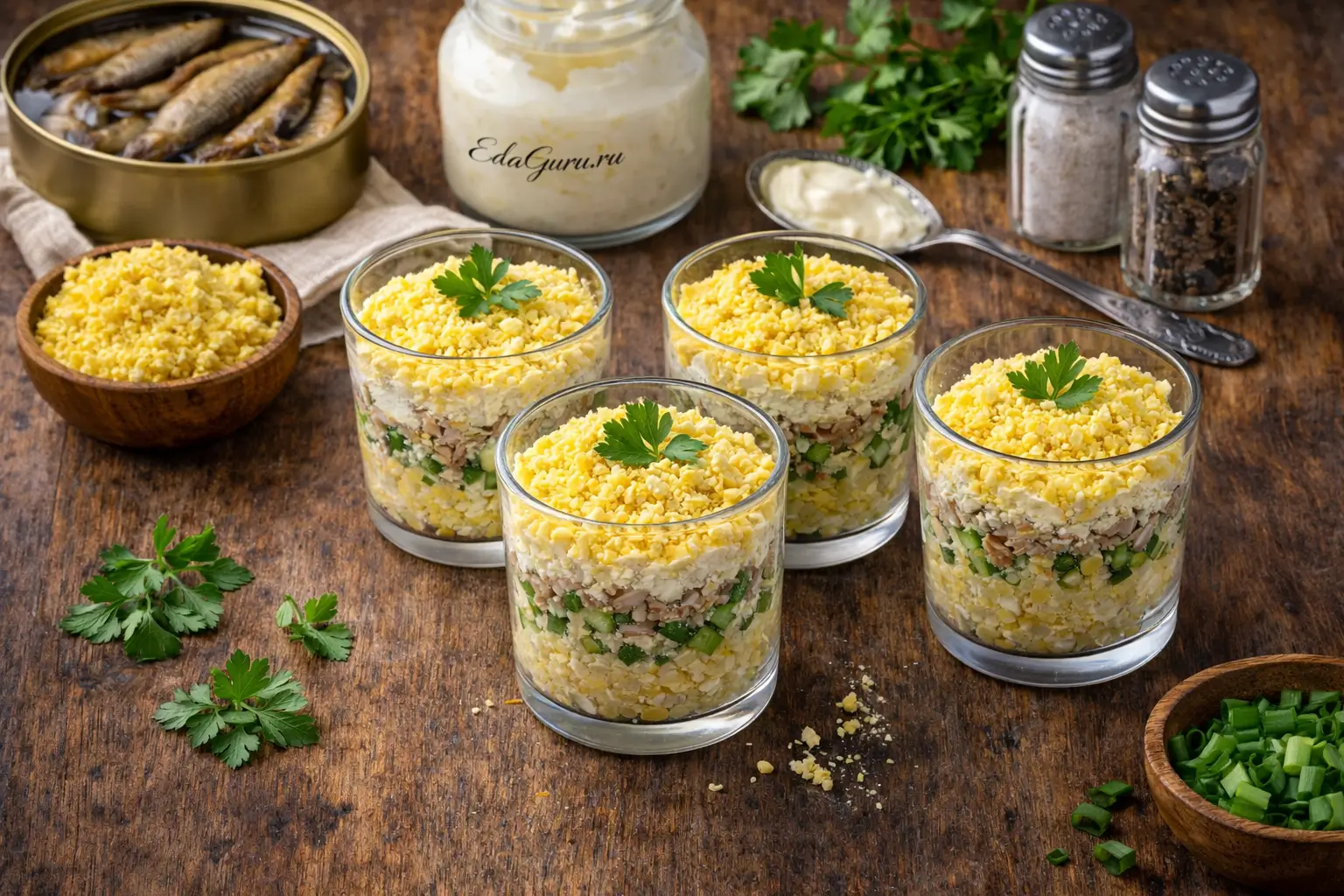 Салат Мимоза со шпротами