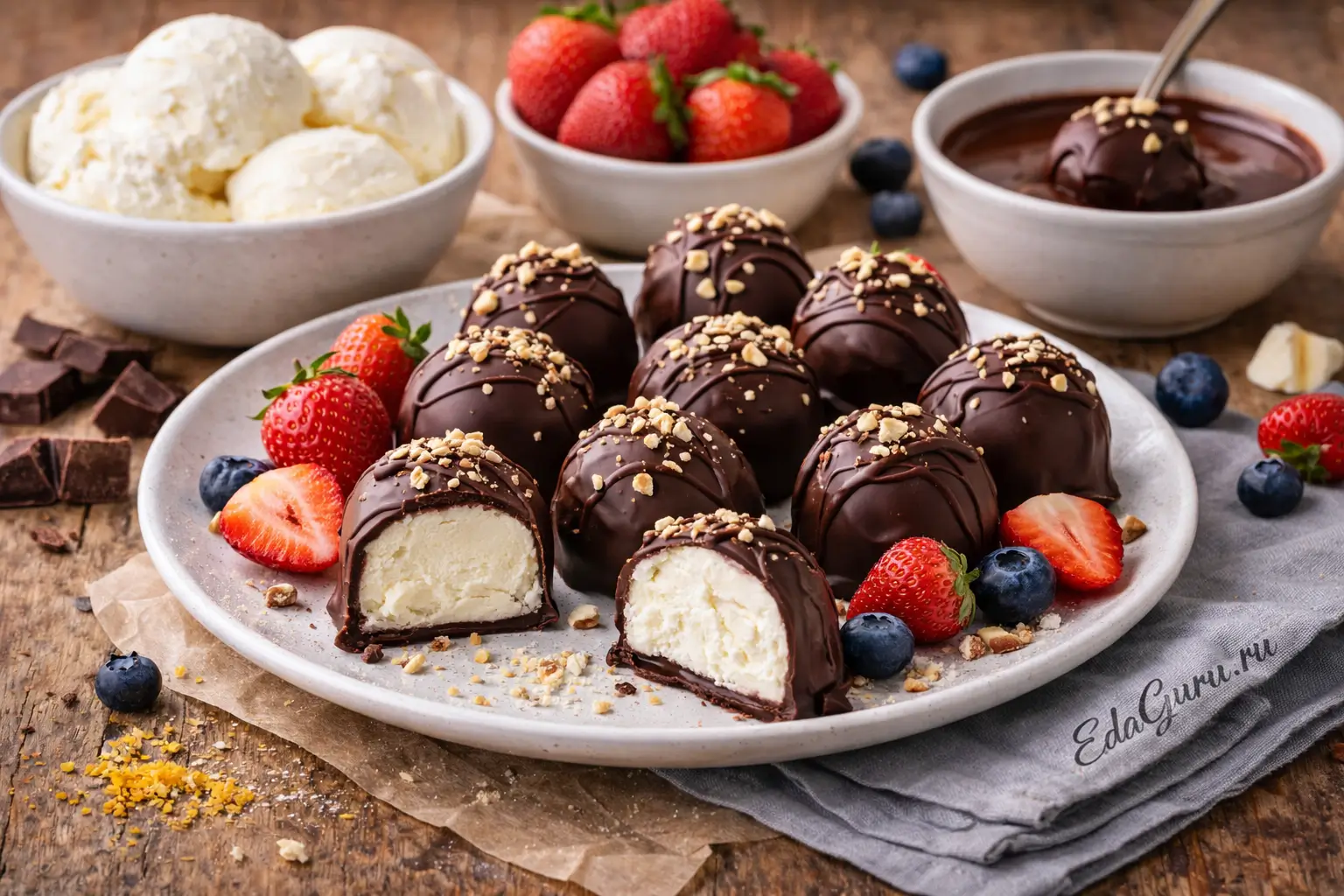 Шоколадные конфеты с йогуртовым мороженым
