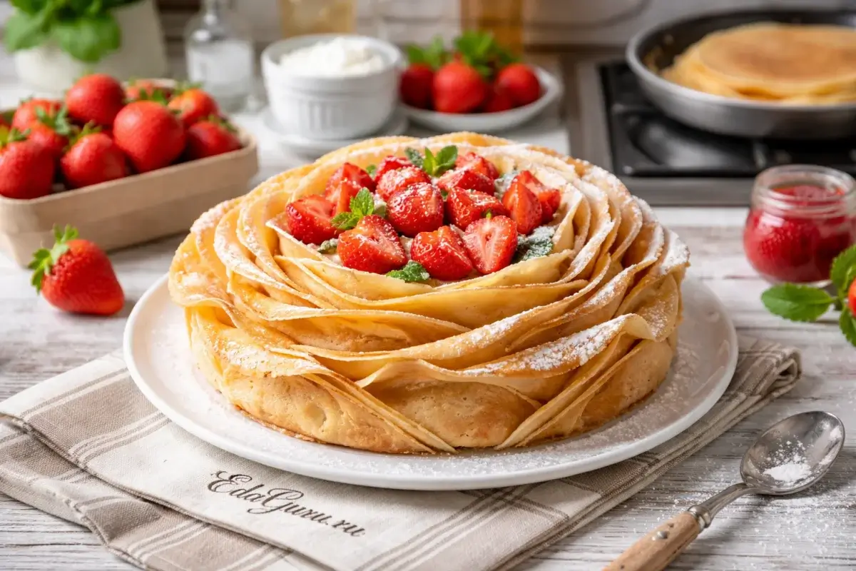 Блинный торт «Роза»