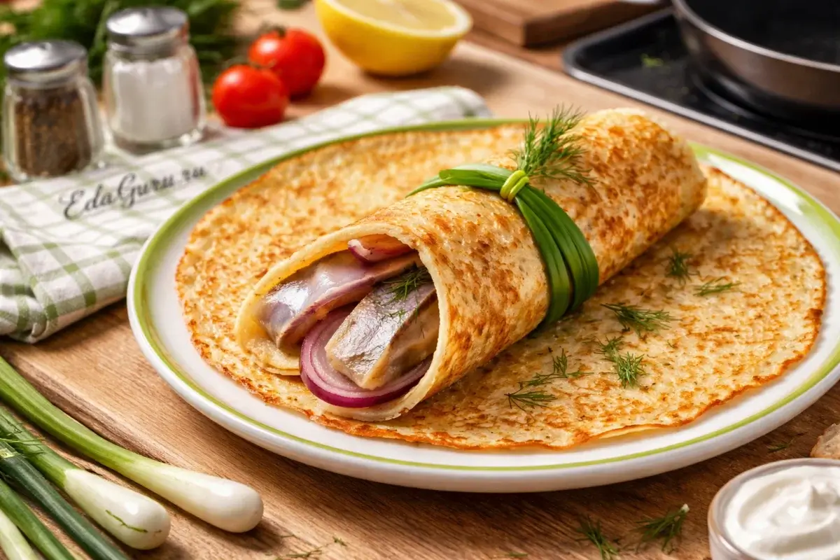 Блины с селедкой