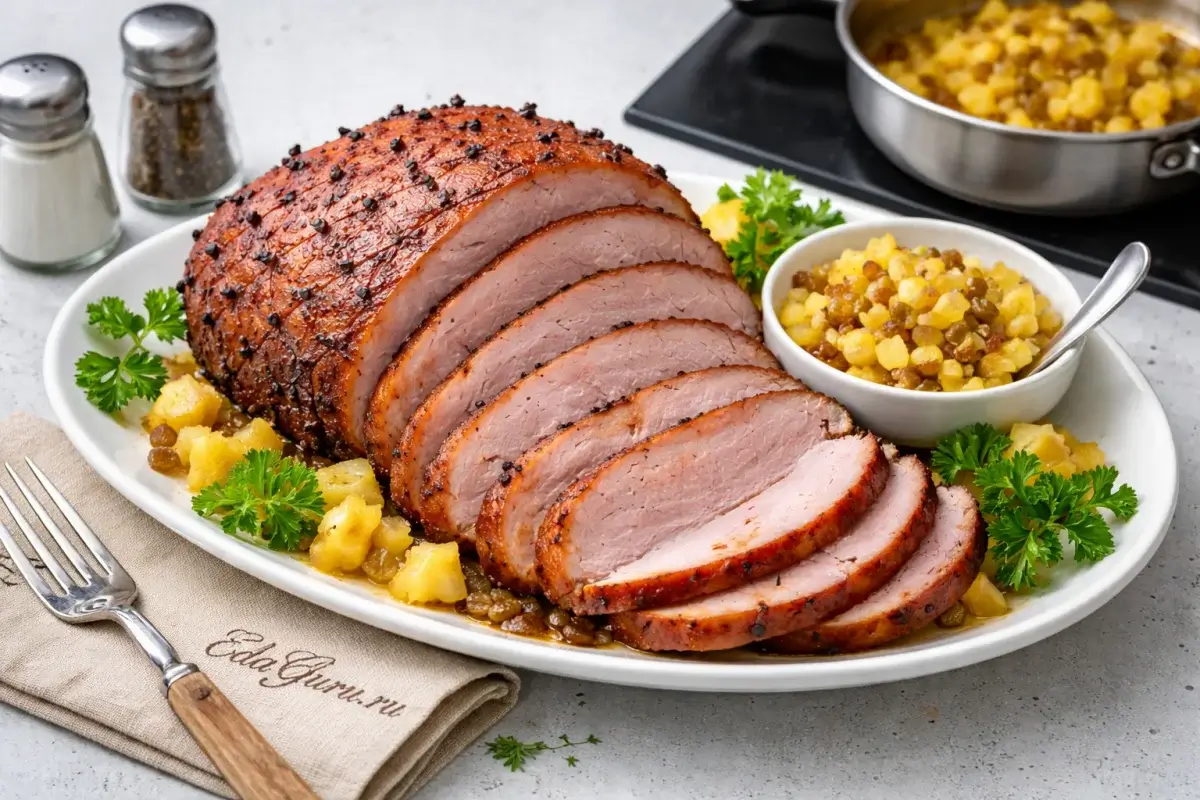 Глазированный окорок с ананасовой сальсой