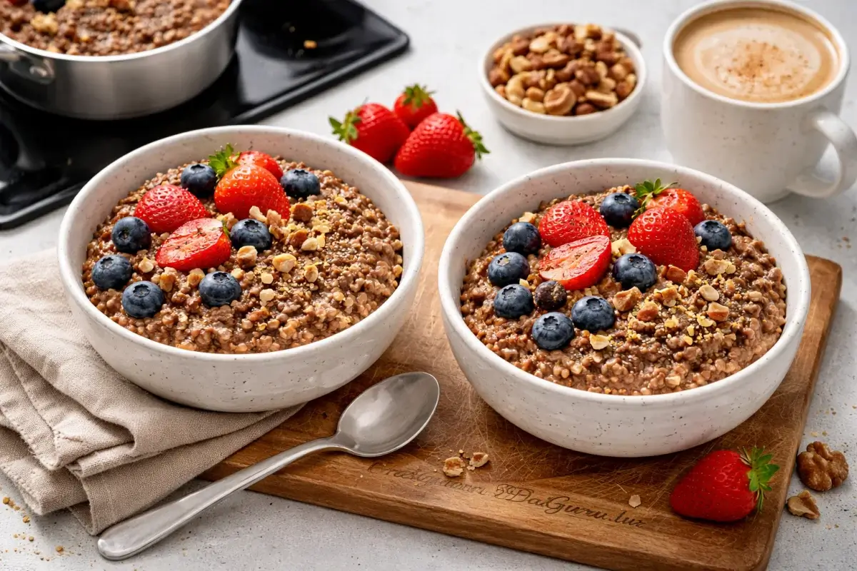 Гречка с ягодами и какао