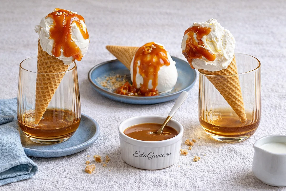 Мороженое с карамелью