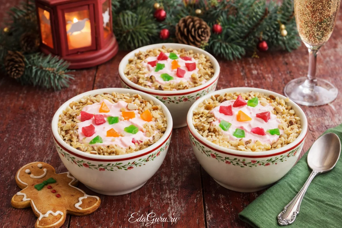 Новогодний порционный десерт в стаканчиках