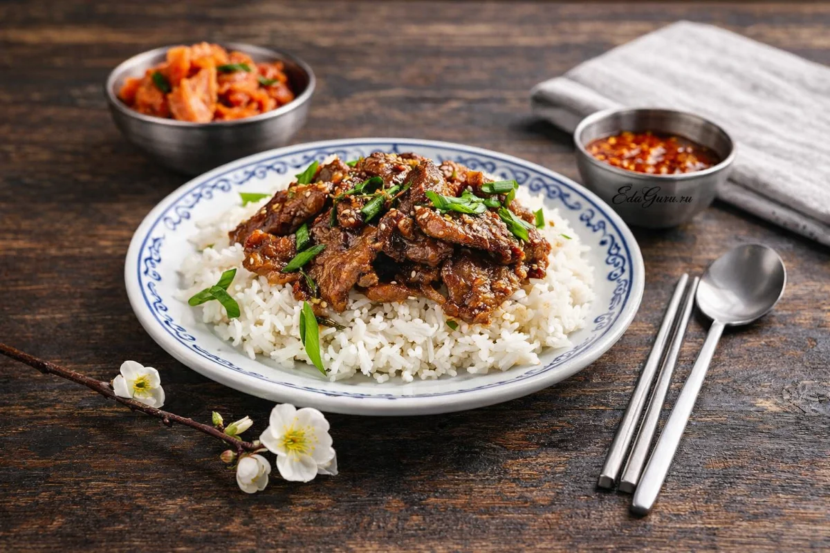 Пулькоги из свинины с гарниром