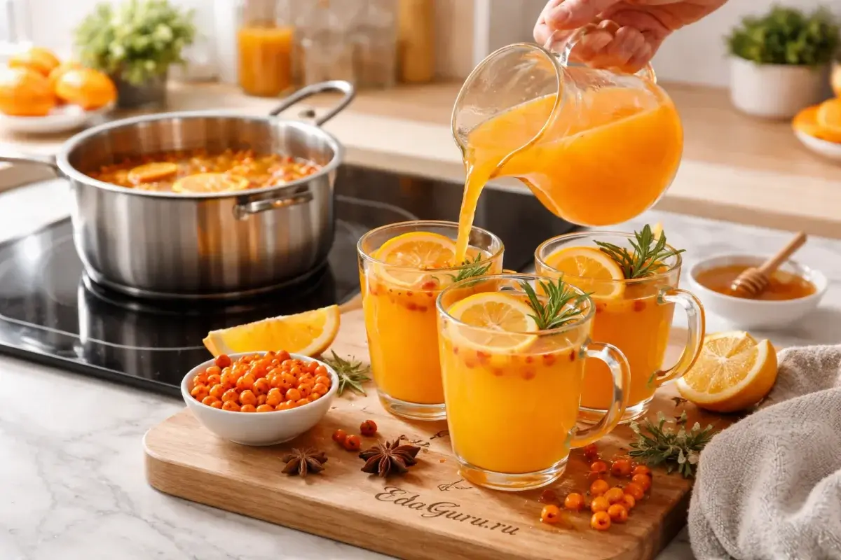 Облепиховый морс с имбирем и медом