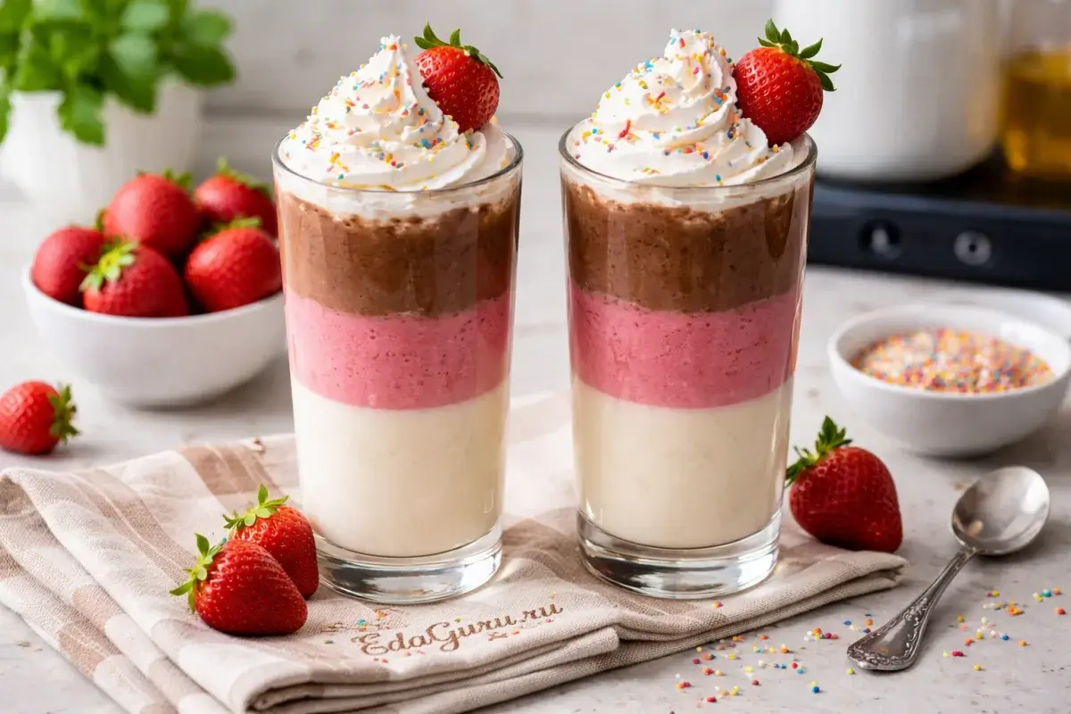 Трехцветный молочный коктейль