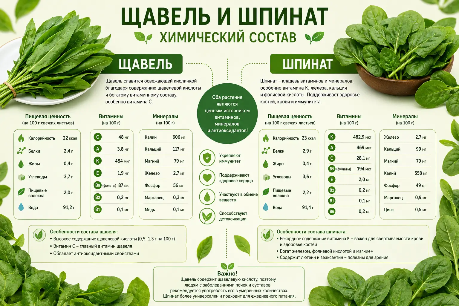 Химический состав щавеля и шпината