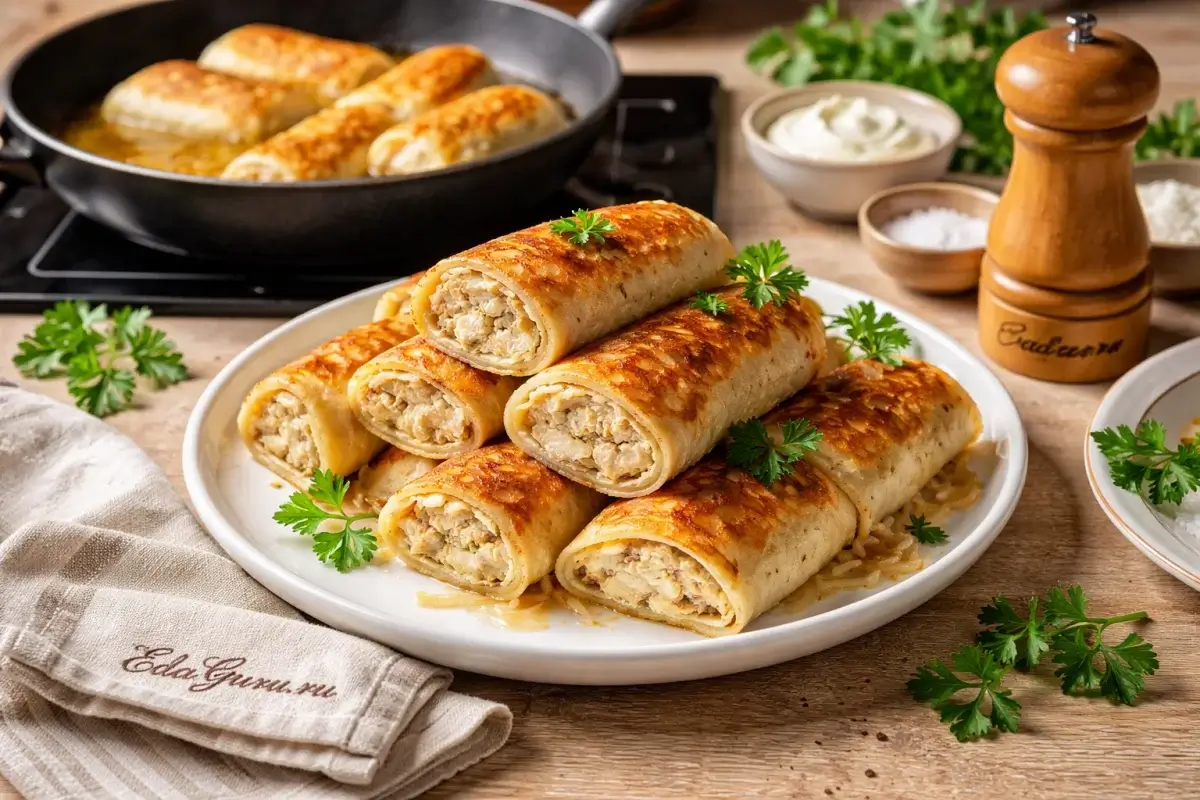 Блинчики с фаршем из индейки