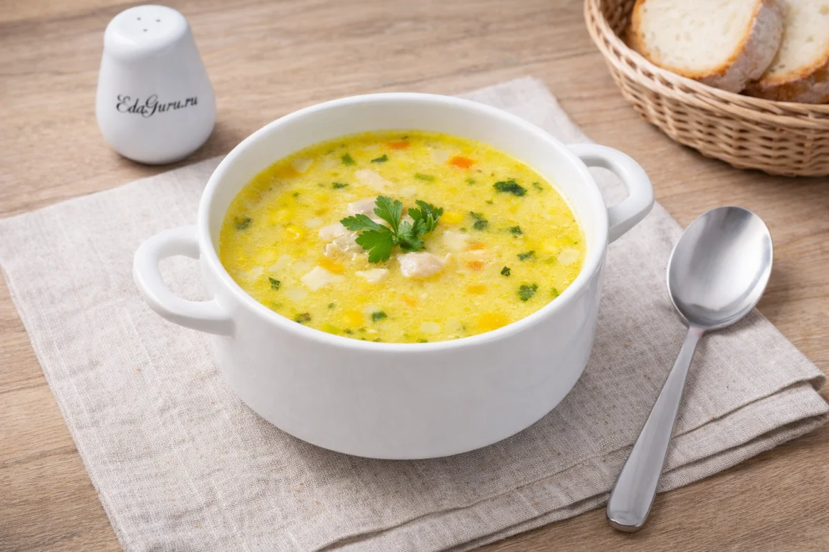 Сливочный куриный суп с кукурузой