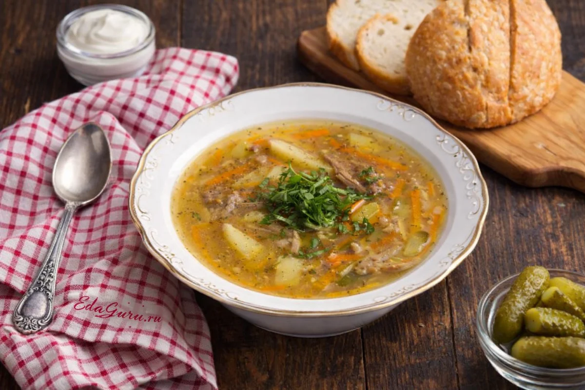 Рассольник с уткой