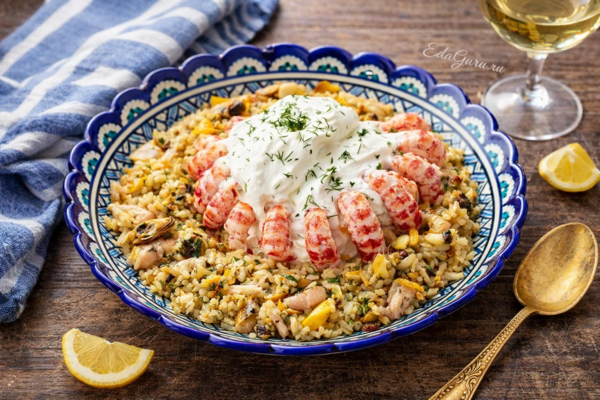 Рис со сливками и морепродуктами