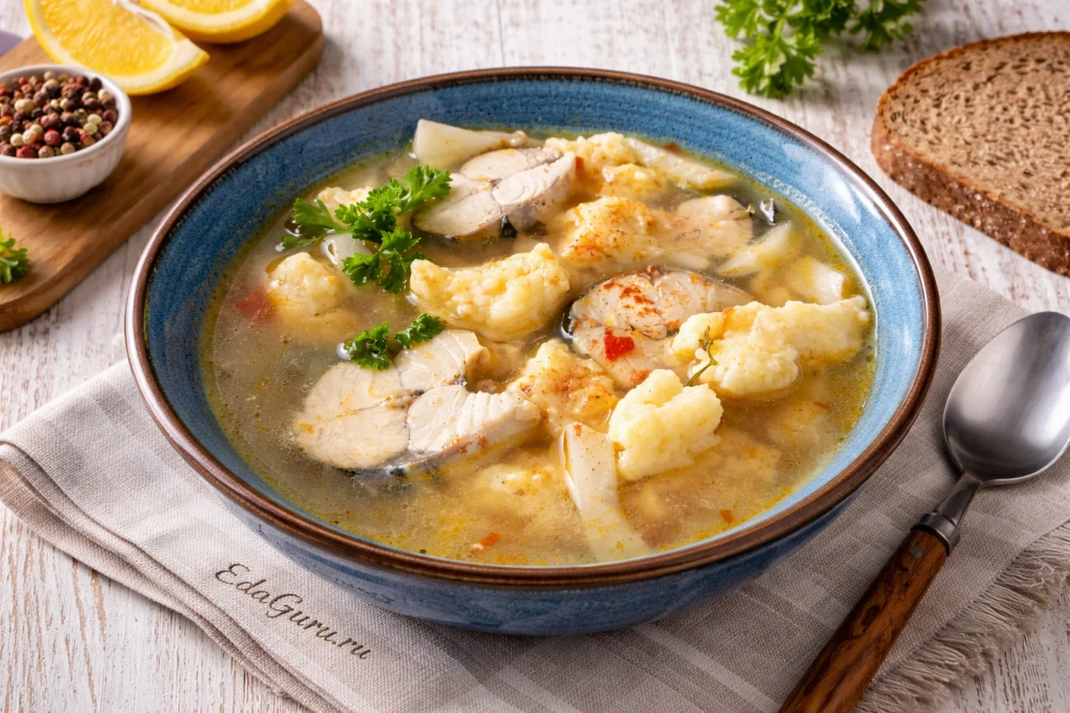 Суп из скумбрии с клецками