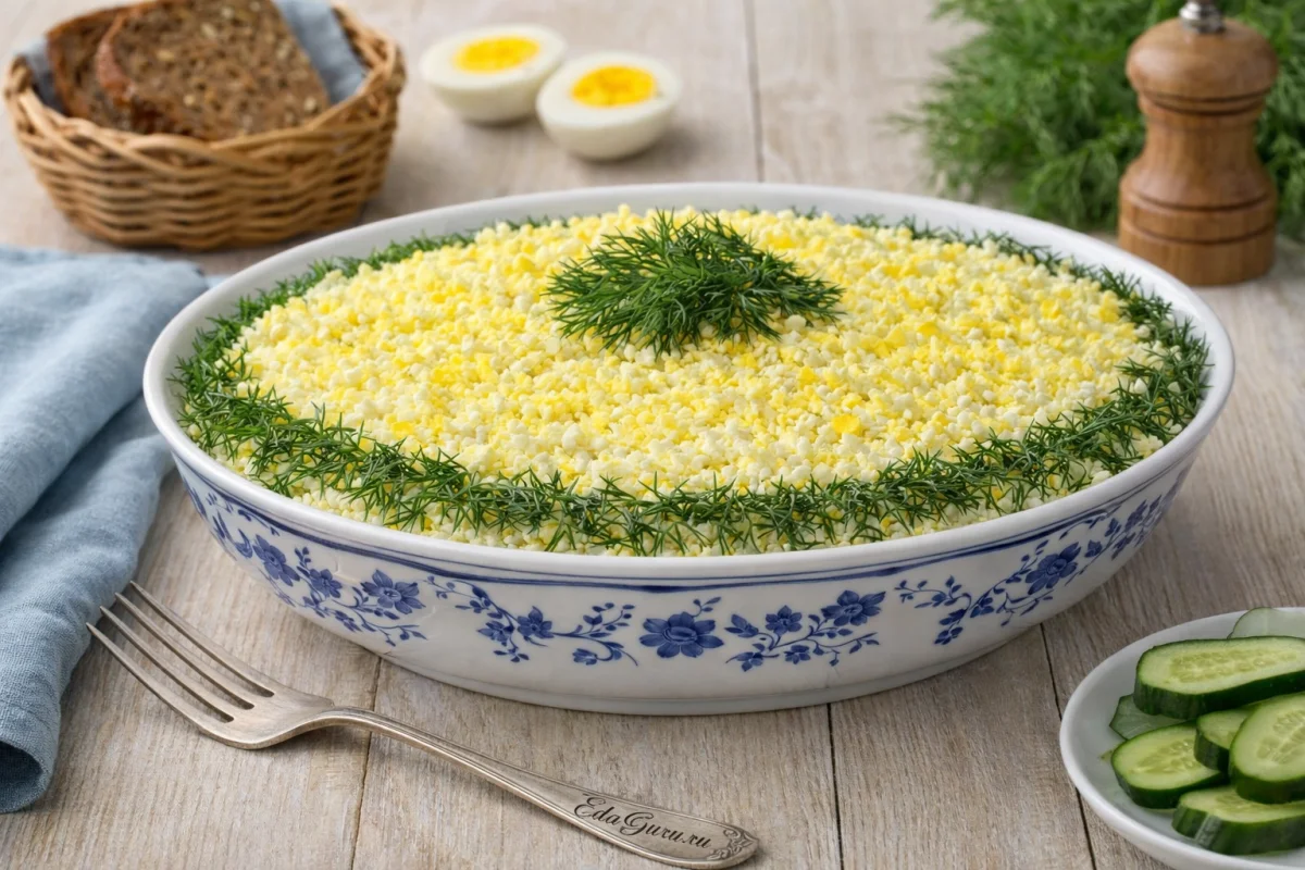 Салат с сухариками и минтаем