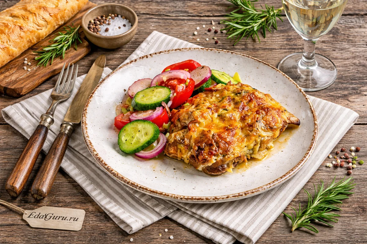 Мясо по-французски с грибами